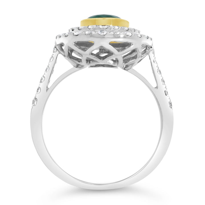 White & Yellow Gold Diamond & Emerald Cocktail Ring - AR3667