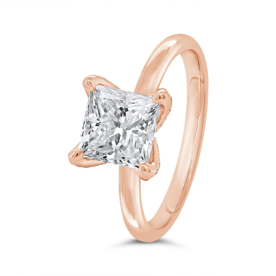 Hidden Halo Solitaire Diamond Engagement Ring - YJC5144R