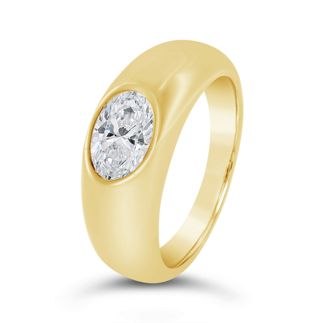 Lab Grown Bezel Set Diamond Wide Dome Ring