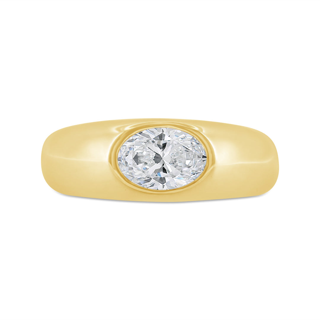 Lab Grown Bezel Set Diamond Wide Dome Ring