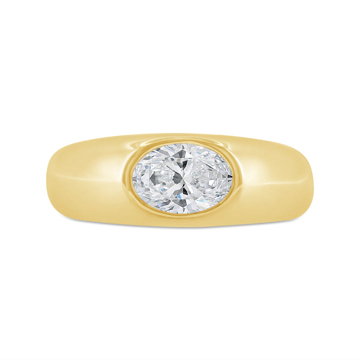 Lab Grown Bezel Set Diamond Wide Dome Ring