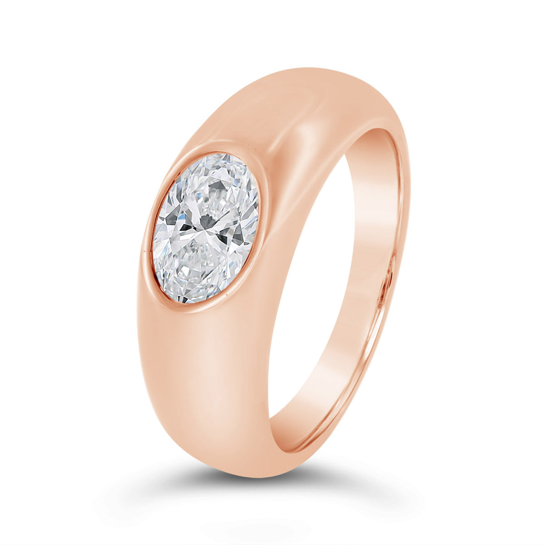 Lab Grown Bezel Set Diamond Wide Dome Ring