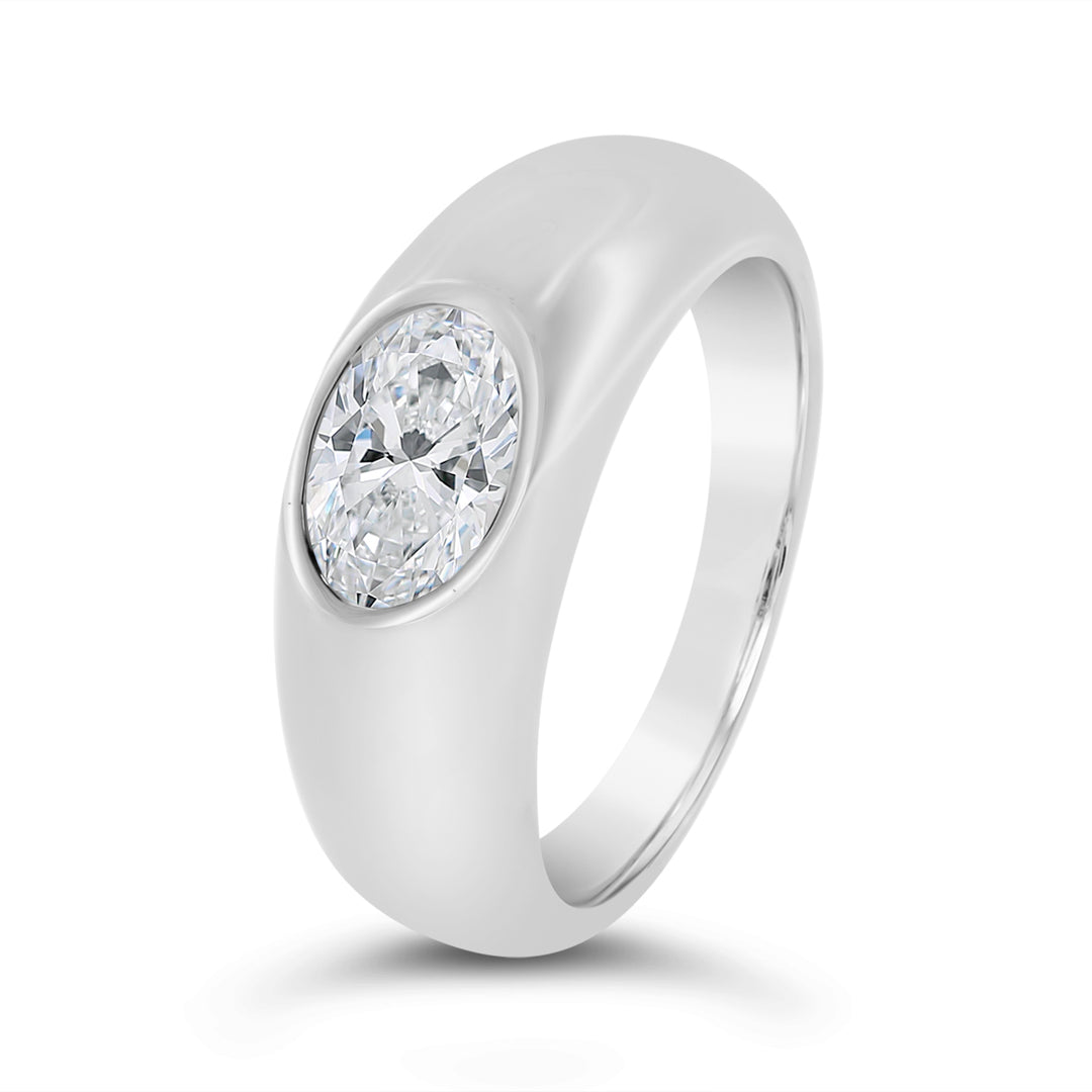 Lab Grown Bezel Set Diamond Wide Dome Ring
