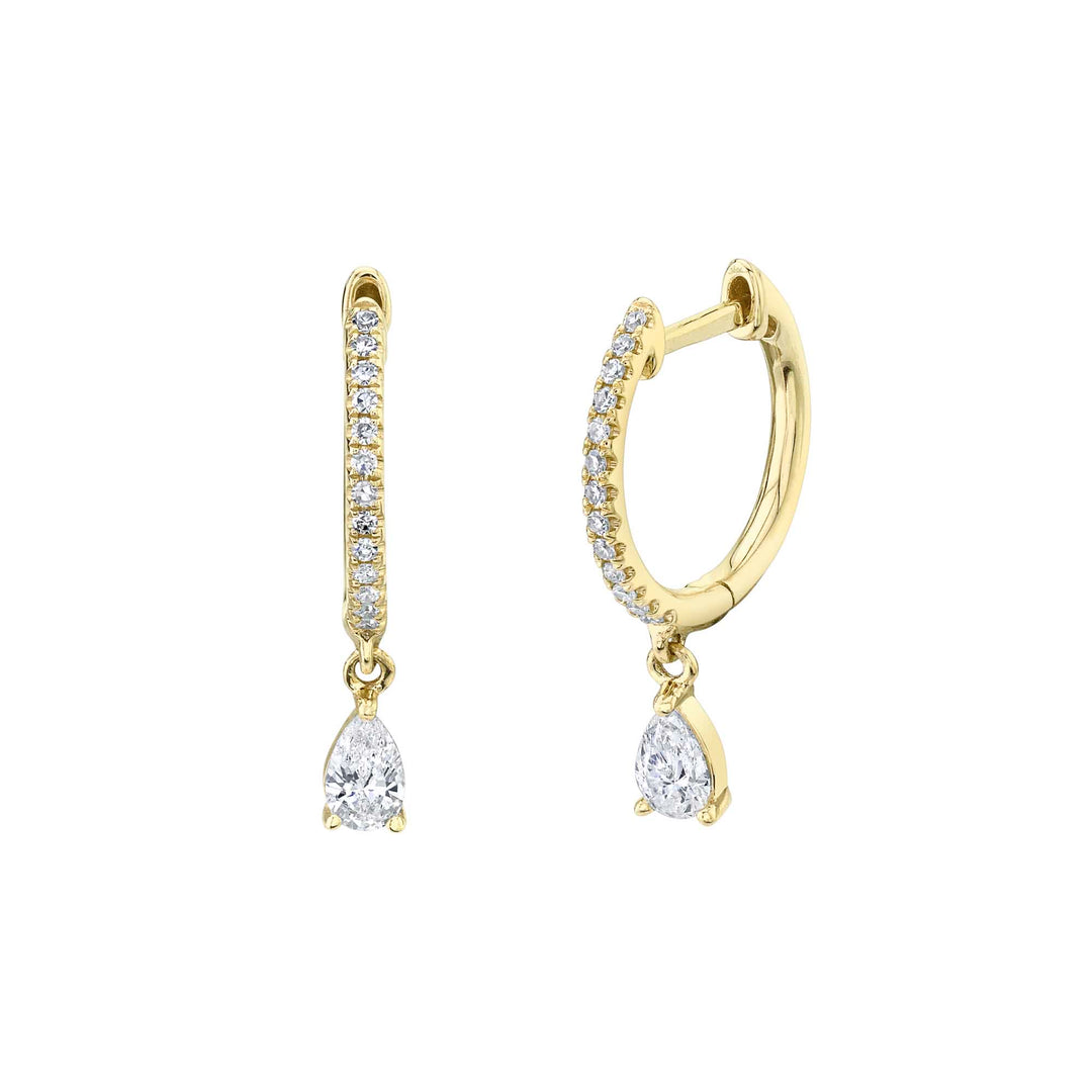 14K Yellow Gold Shy Creation Diamond Dangle Earrings - SC55021621