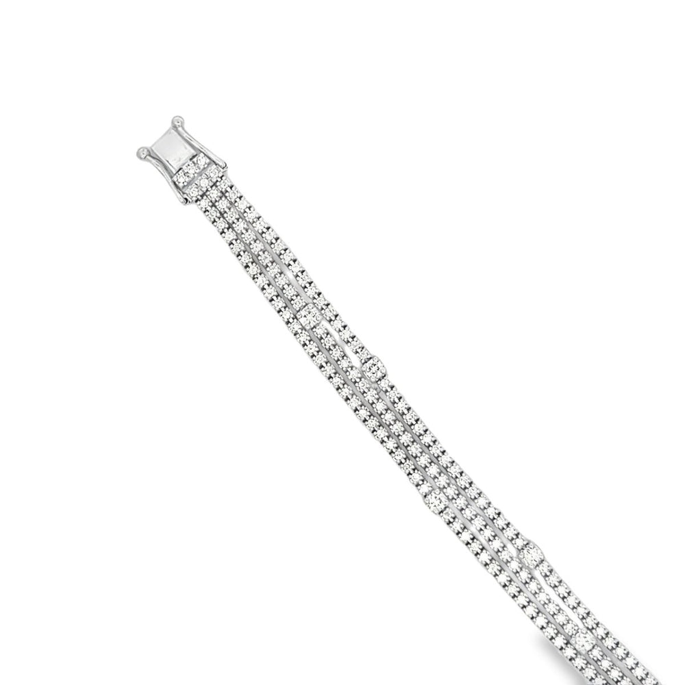 White Gold Triple Row Diamond Bracelet - B71F3S03 - The Diamond Guys
