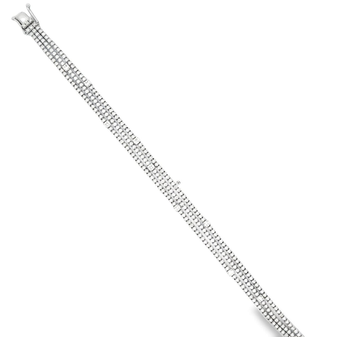 White Gold Triple Row Diamond Bracelet - B71F3S03 - The Diamond Guys