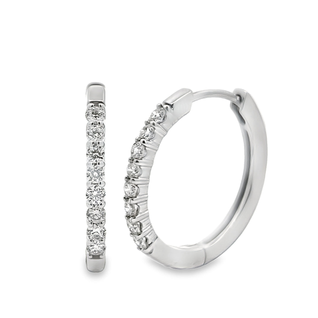 White Gold Diamond Hoop Earrings - EDD6669