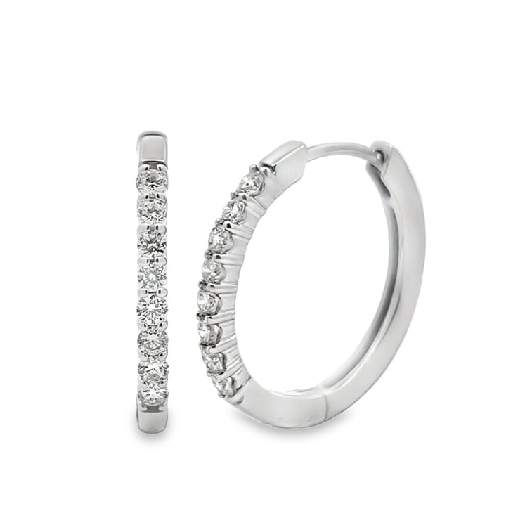 White Gold Diamond Hoop Earrings - EDD6669