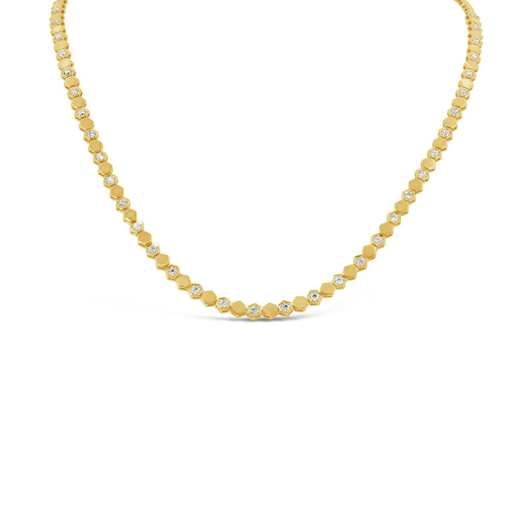 Alternating Diamond Honeycomb Necklace
