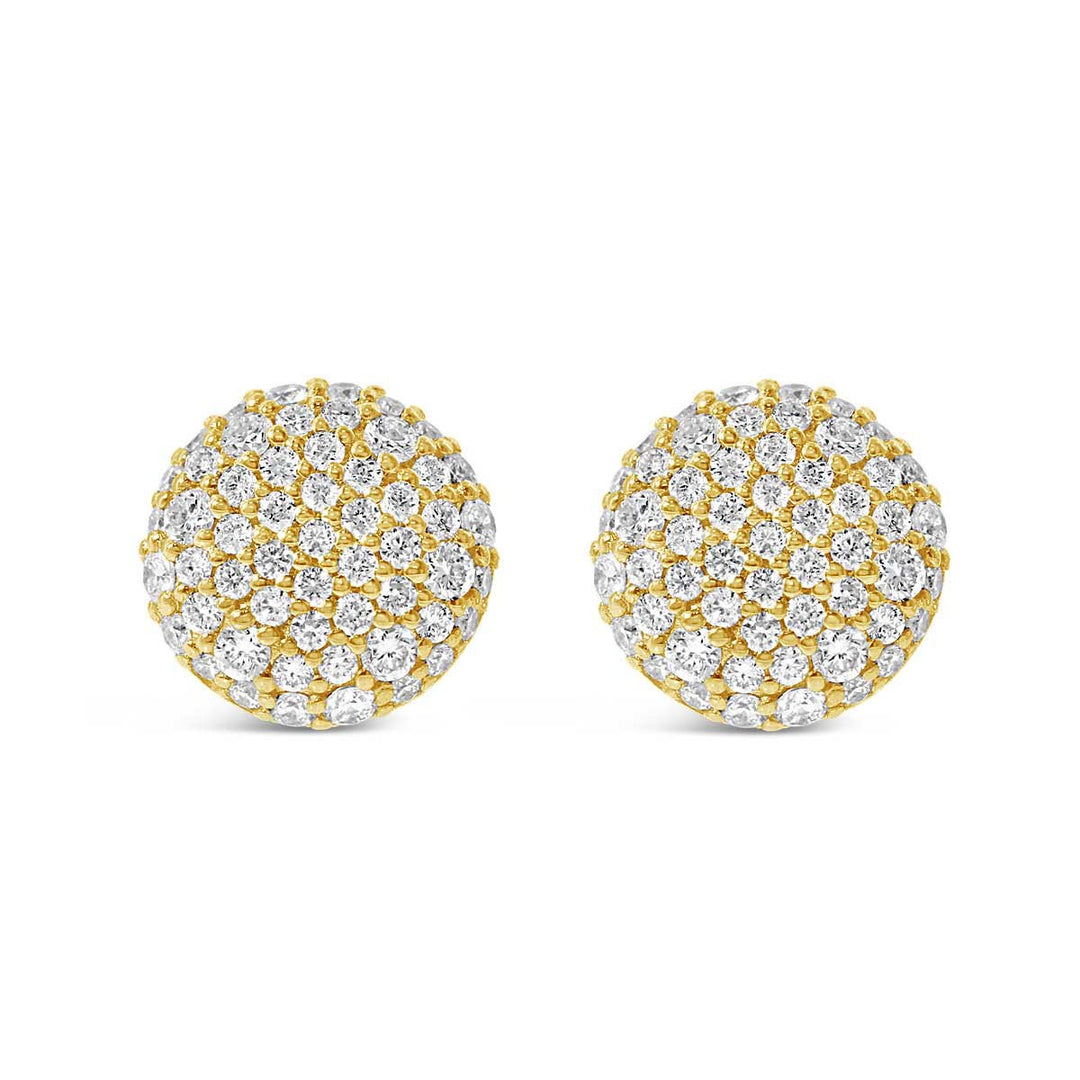 Round Pave Diamond Earring Studs - The Diamond Guys