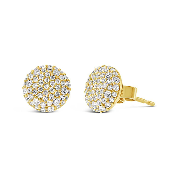 Round Pave Diamond Earring Studs - The Diamond Guys