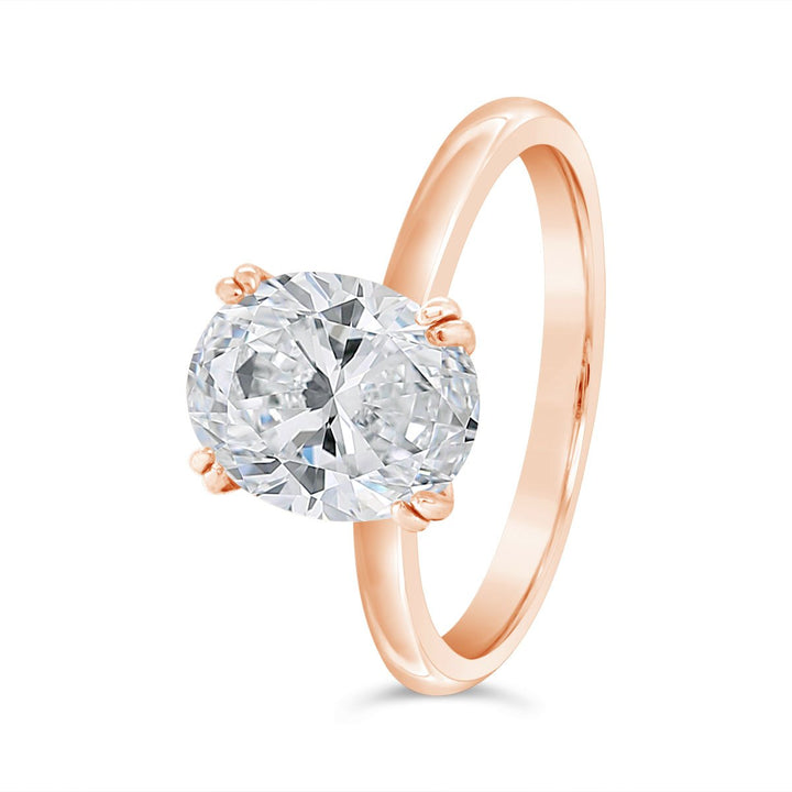 Solitaire Diamond Engagement Ring with Hidden Halo & Split Prongs