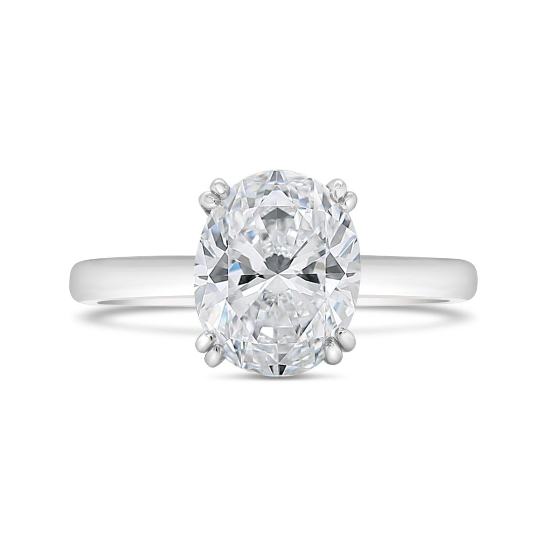 Solitaire Diamond Engagement Ring with Hidden Halo & Split Prongs