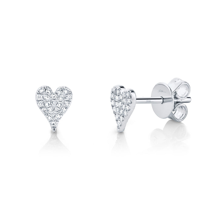 Shy Creation Diamond Pave Heart Stud - The Diamond Guys