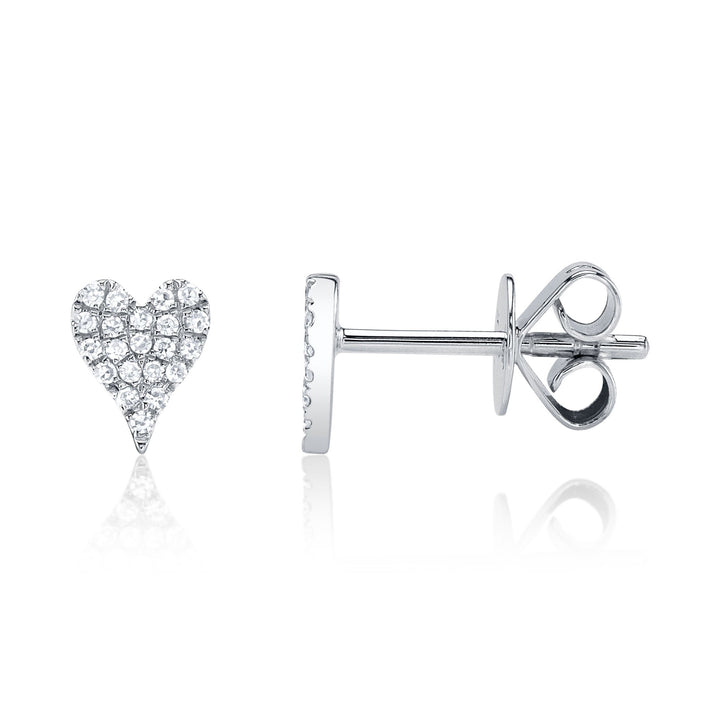 Shy Creation Diamond Pave Heart Stud - The Diamond Guys