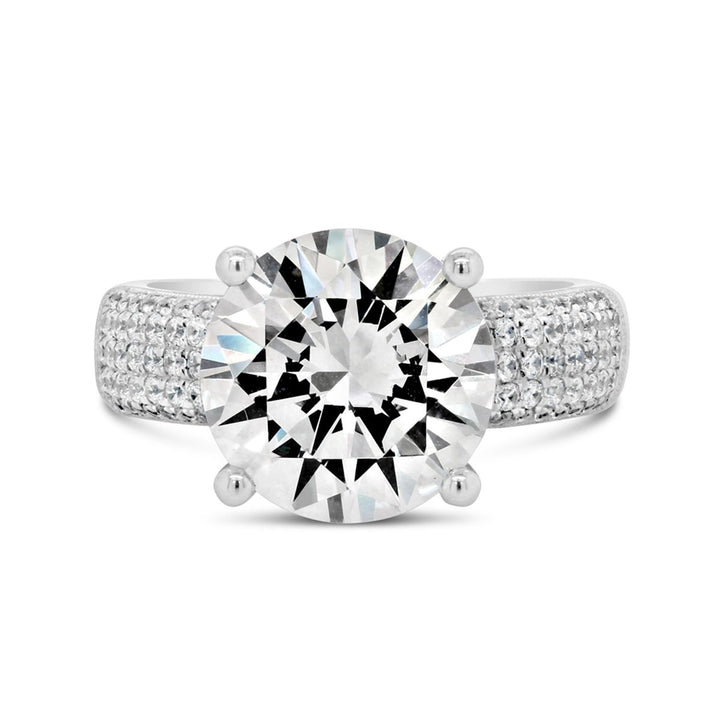 Wide Pave Band Diamond Engagement Ring