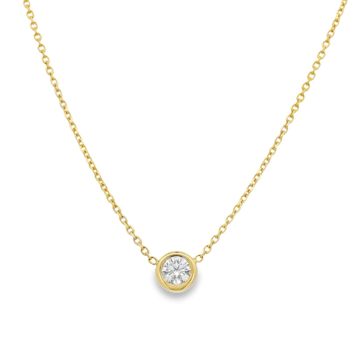 Yellow Gold Yellow Gold Solitaire Bezel Set Diamond Necklace - N0432-Y/G