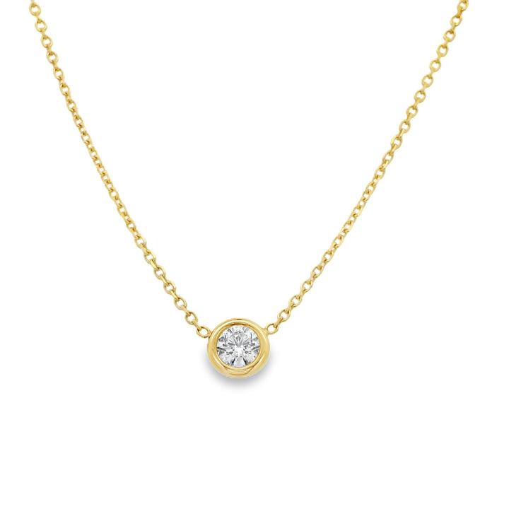 Yellow Gold Yellow Gold Solitaire Bezel Set Diamond Necklace - N0432-Y/G