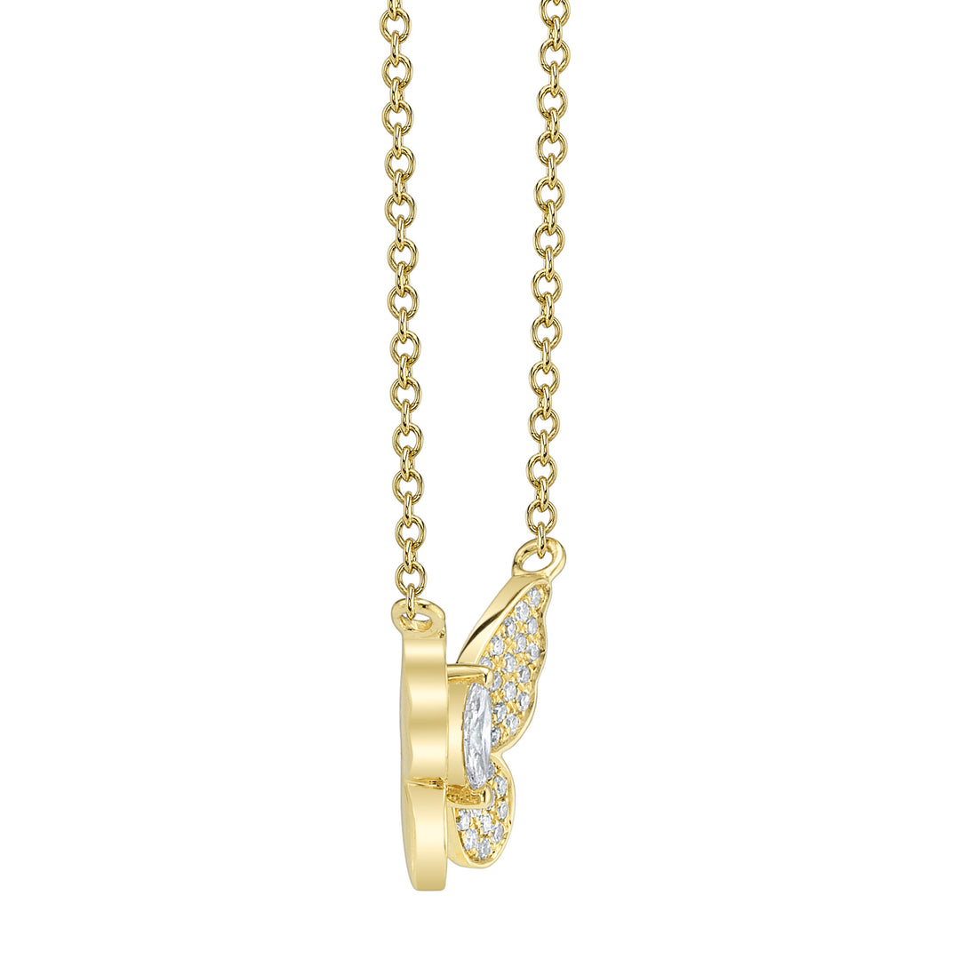 Shy Creation Marquise & Round Diamond Pave Butterfly Necklace