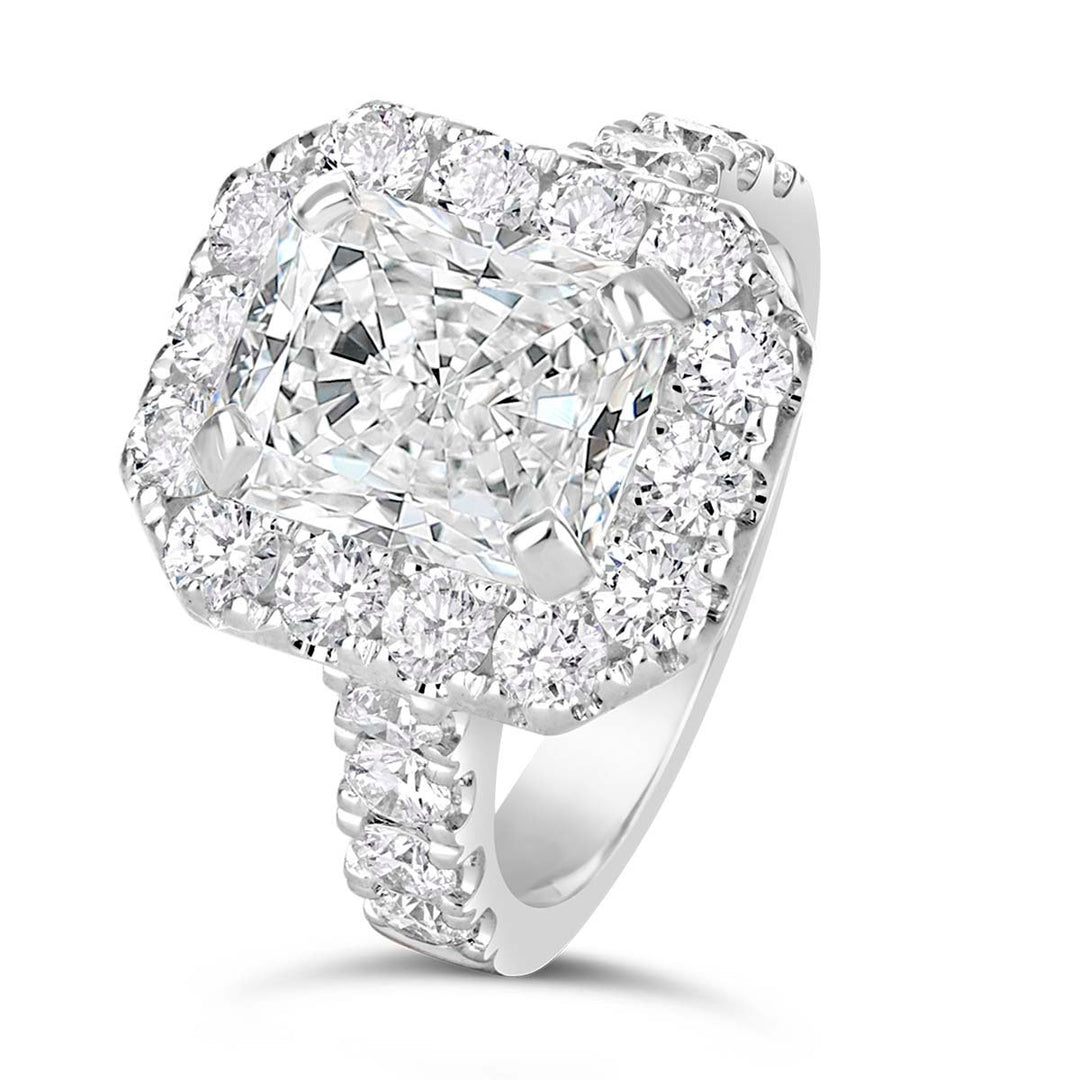Radiant Diamond Halo Engagement Ring - The Diamond Guys