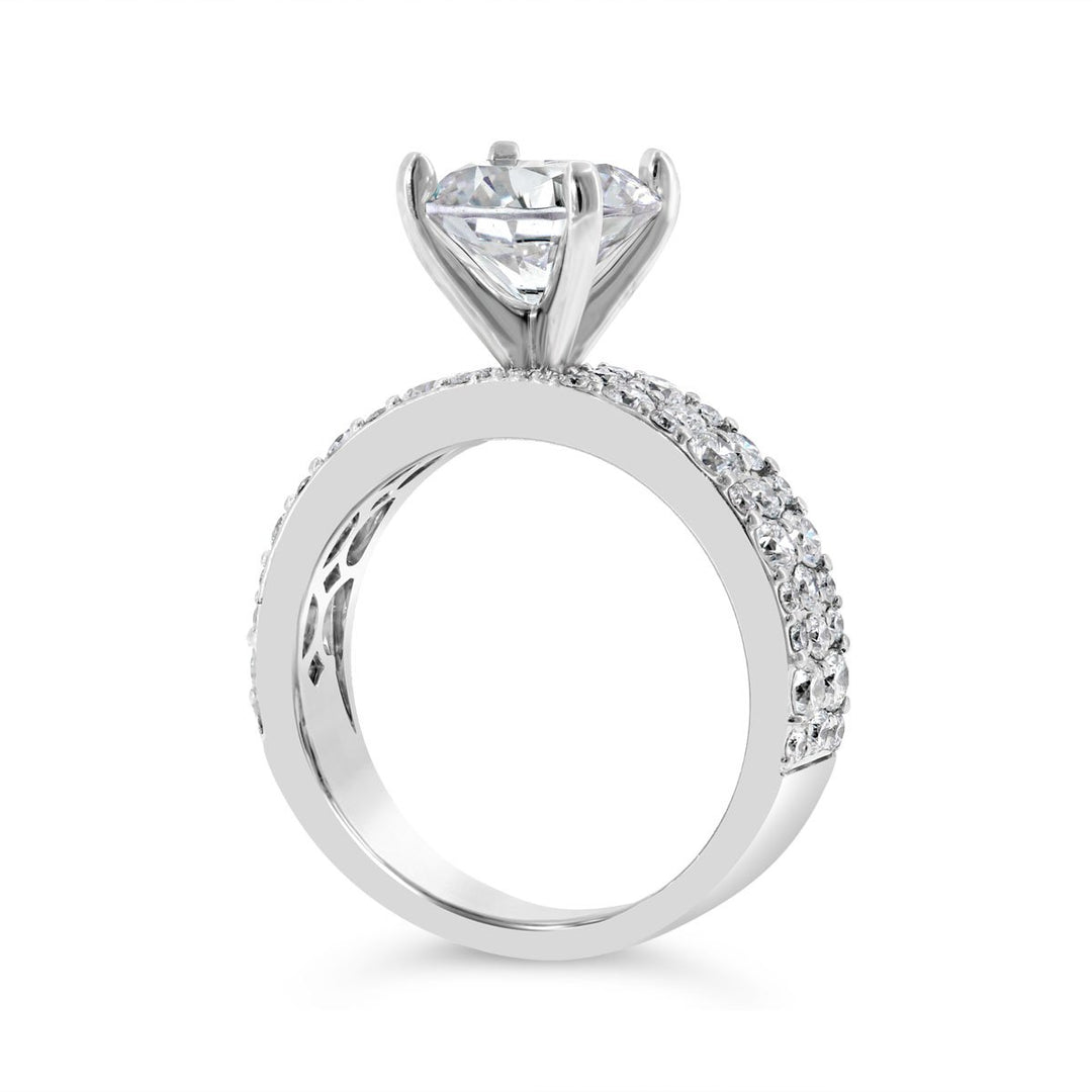 Wide Band Scatter Diamond Engagement Ring - EE070 - The Diamond Guys