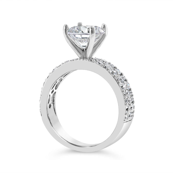 Wide Band Scatter Diamond Engagement Ring - EE070 - The Diamond Guys