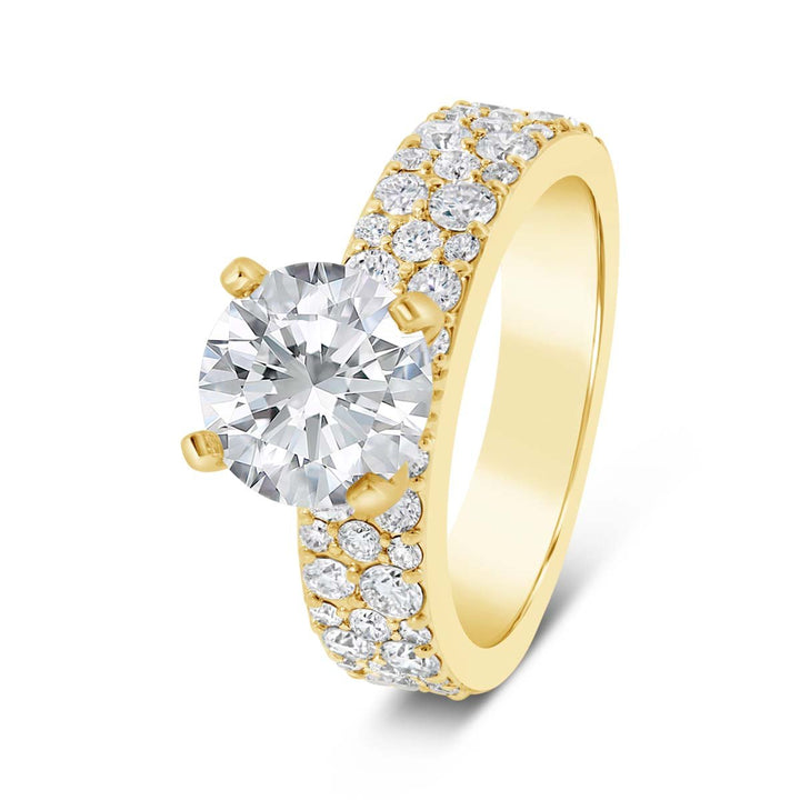 Wide Band Scatter Diamond Engagement Ring - EE070 - The Diamond Guys