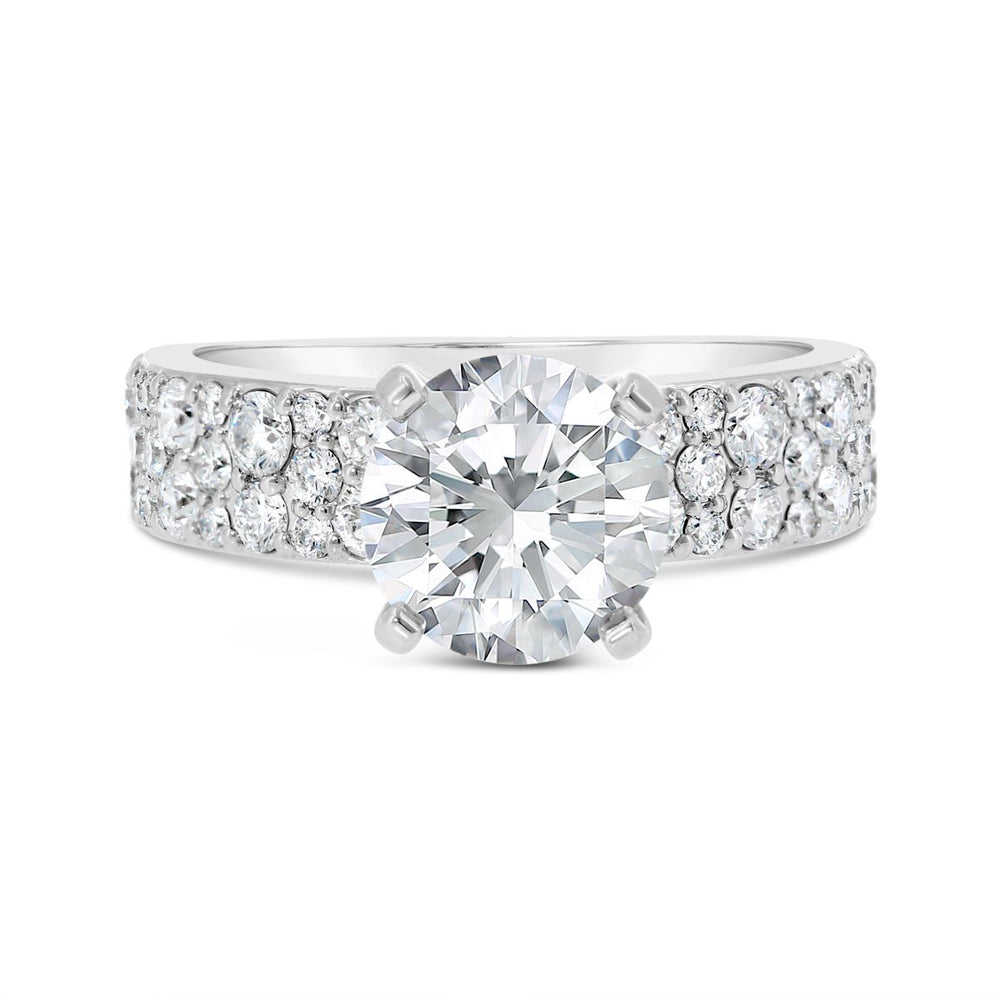 Wide Band Scatter Diamond Engagement Ring - EE070 - The Diamond Guys