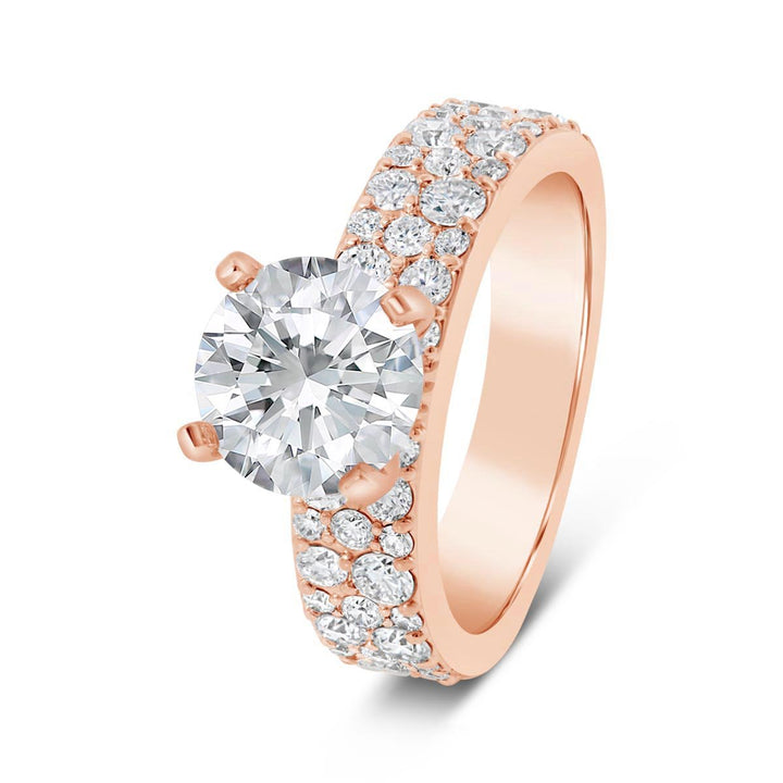 Wide Band Scatter Diamond Engagement Ring - EE070 - The Diamond Guys