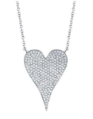 14KW Shy Creation Pave Diamond Heart Necklace - The Diamond Guys