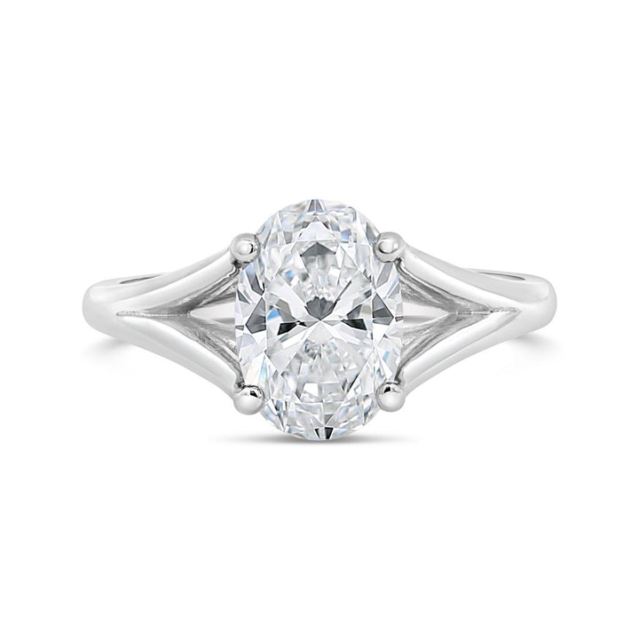 Split Shank Solitaire Engagement Ring - 124797-W-OV