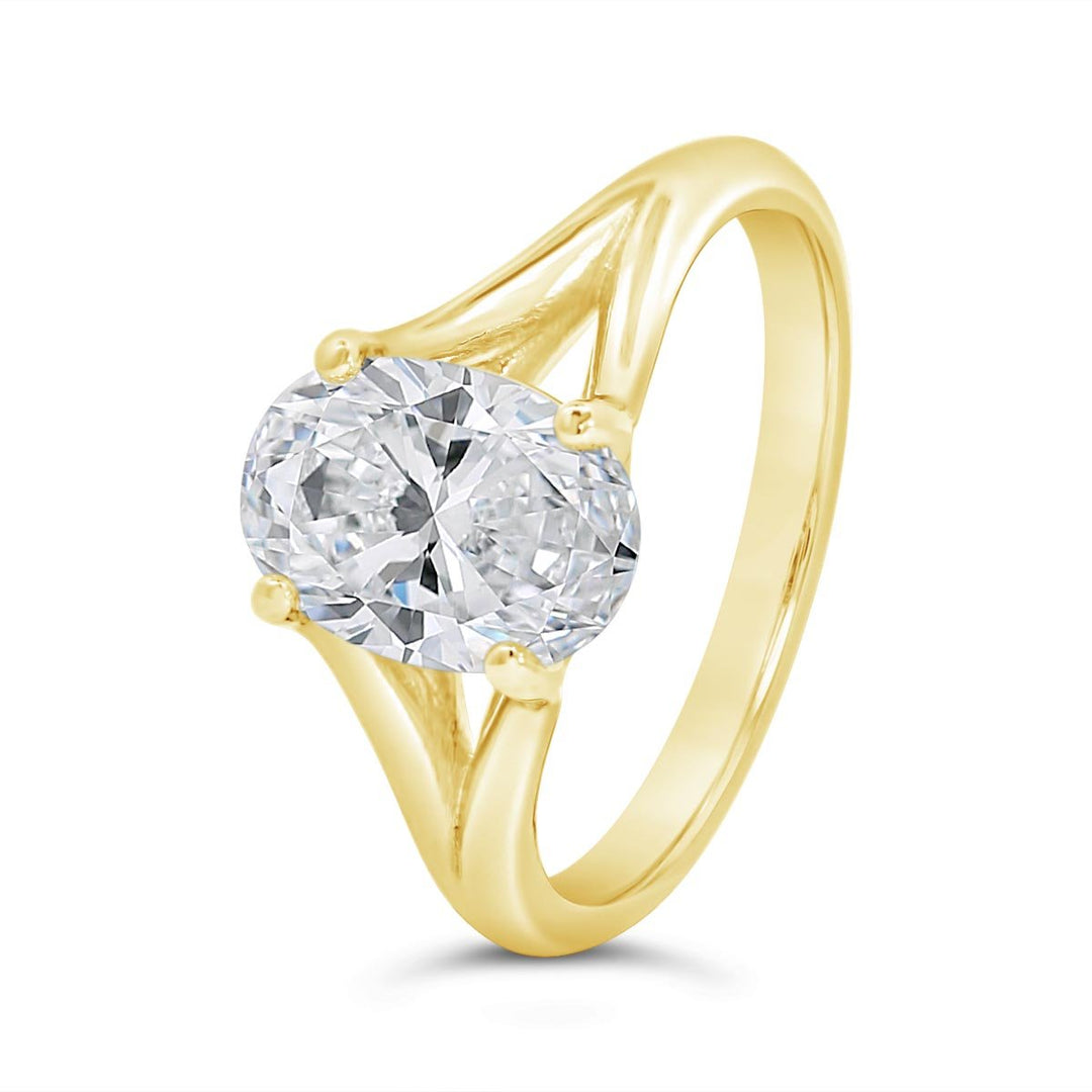 Split Shank Solitaire Engagement Ring - 124797-W-OV