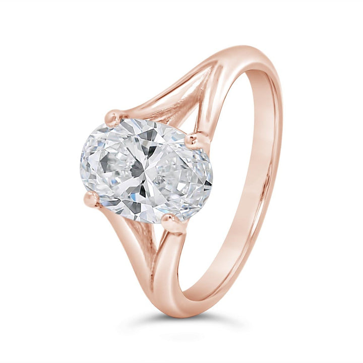 Split Shank Solitaire Engagement Ring - 124797-W-OV