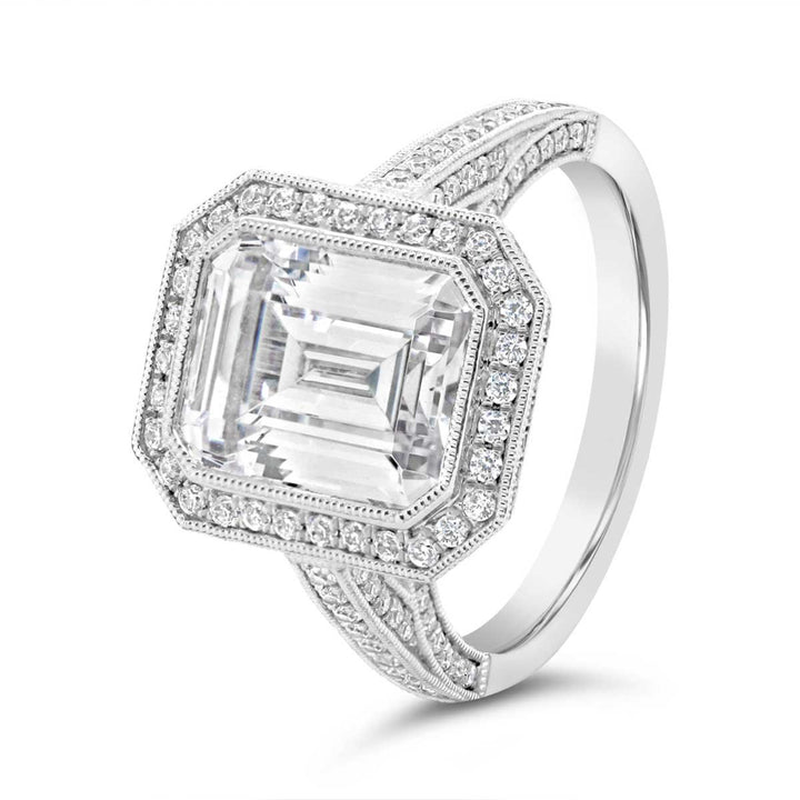 Bezel Set Engagement Ring with Milgrain Detail