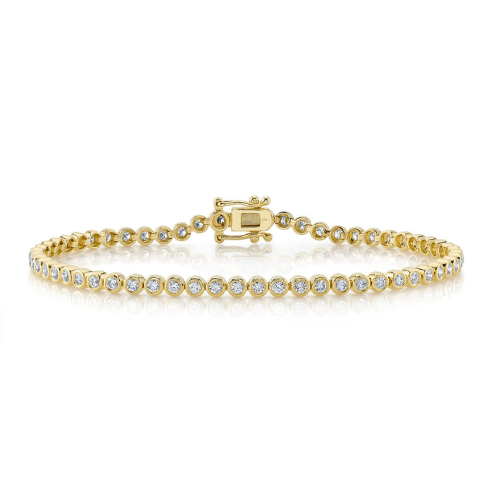 Yellow Gold Bezel Set Diamond Tennis Bracelet - SC55023227