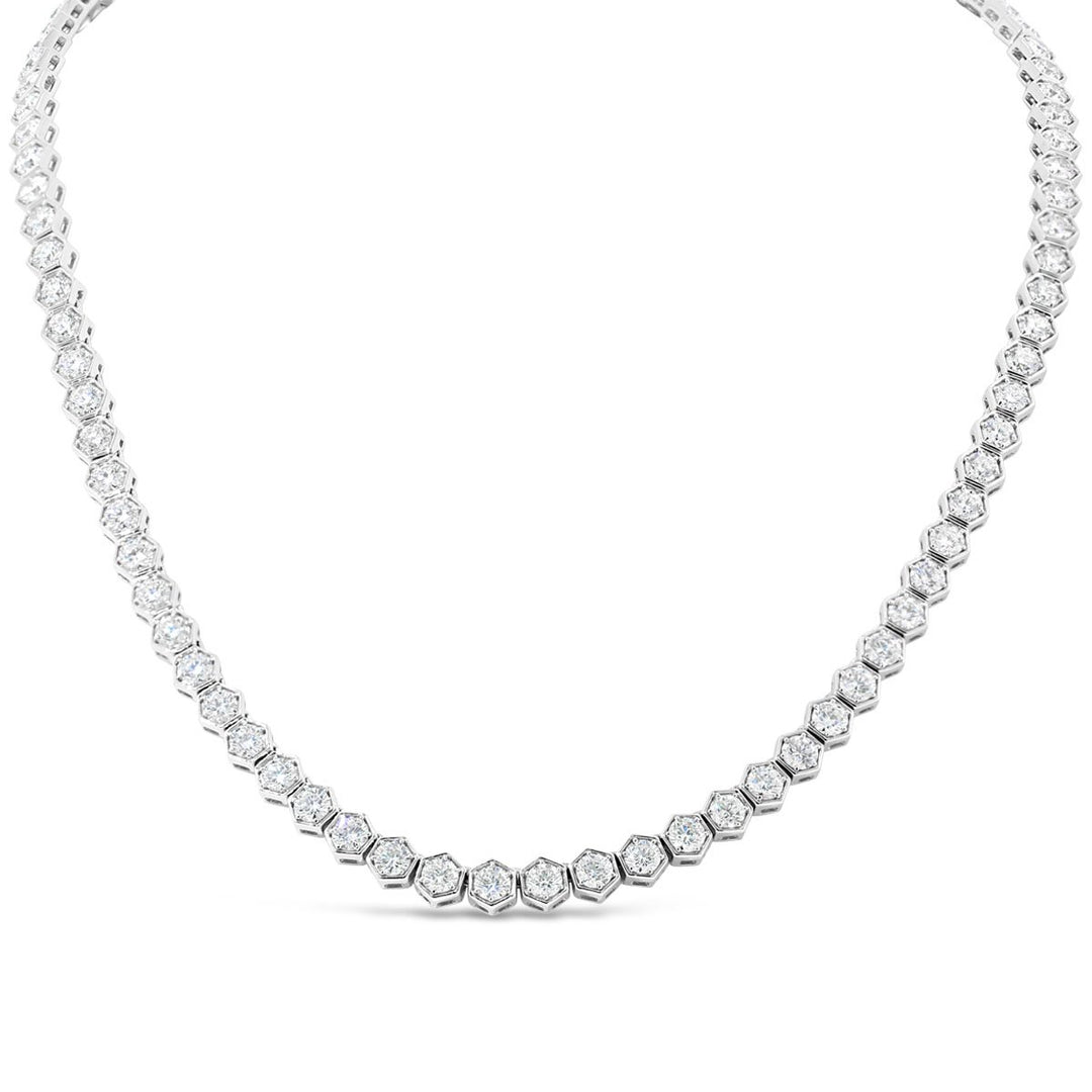 Hexagon Set Diamond Necklace - ANK-20696-17 - The Diamond Guys