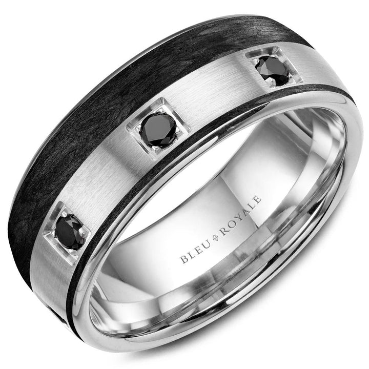 Gold & Black Carbon Bleu Royale Diamond Wedding Band - RYL-019RBD85