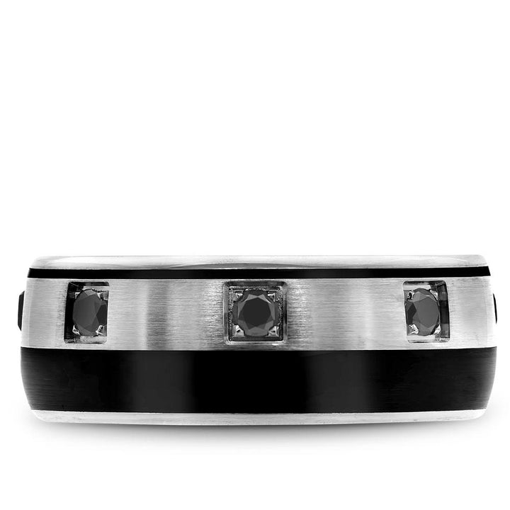 Gold & Black Carbon Bleu Royale Diamond Wedding Band - RYL-019RBD85