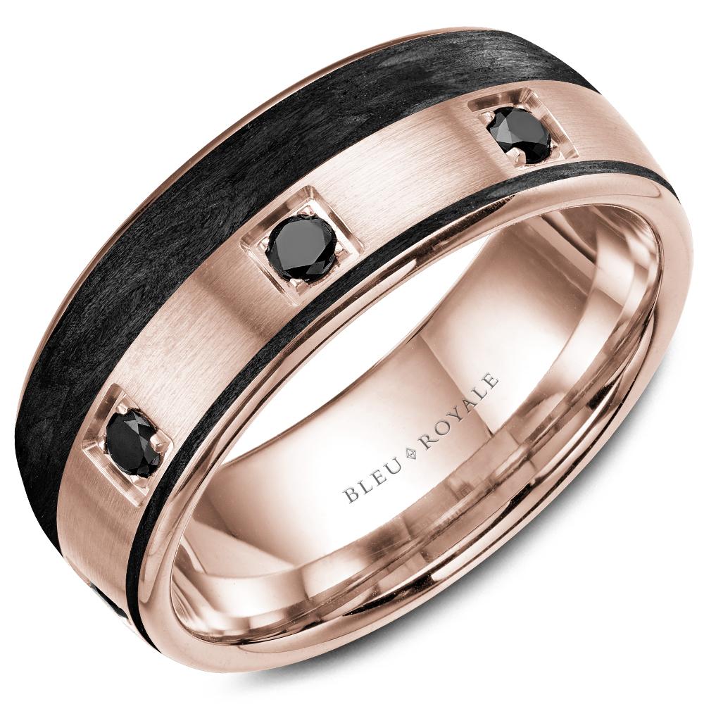 Gold & Black Carbon Bleu Royale Diamond Wedding Band - RYL-019RBD85