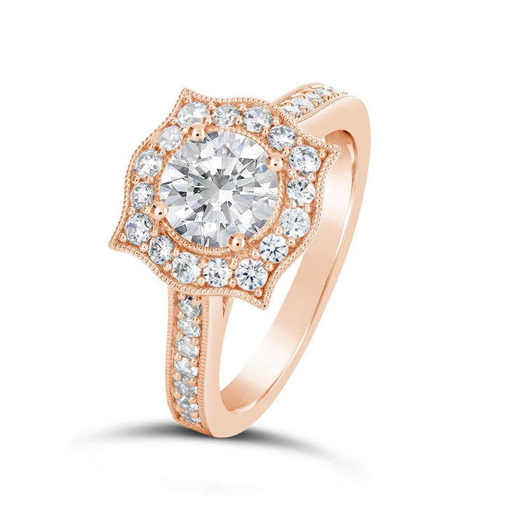 Vintage Style Diamond Halo Engagement Ring - The Diamond Guys