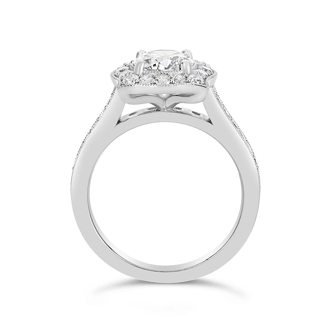 Vintage Style Diamond Halo Engagement Ring - The Diamond Guys