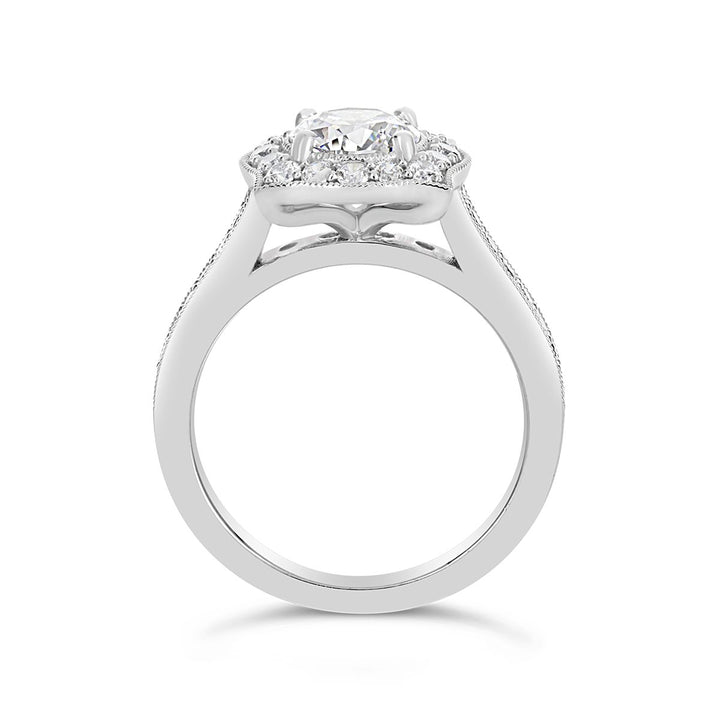 Vintage Style Diamond Halo Engagement Ring - The Diamond Guys