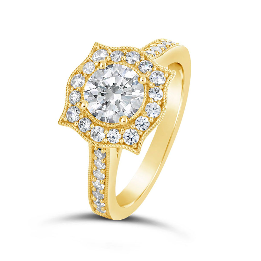 Vintage Style Diamond Halo Engagement Ring - The Diamond Guys