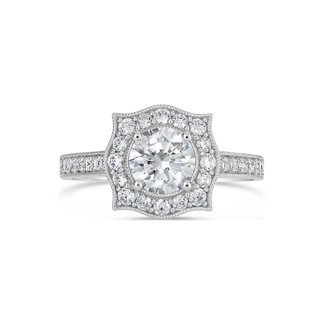 Vintage Style Diamond Halo Engagement Ring - The Diamond Guys
