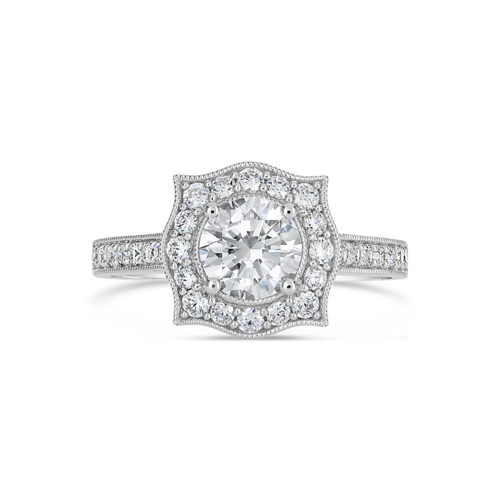 Vintage Style Diamond Halo Engagement Ring - The Diamond Guys