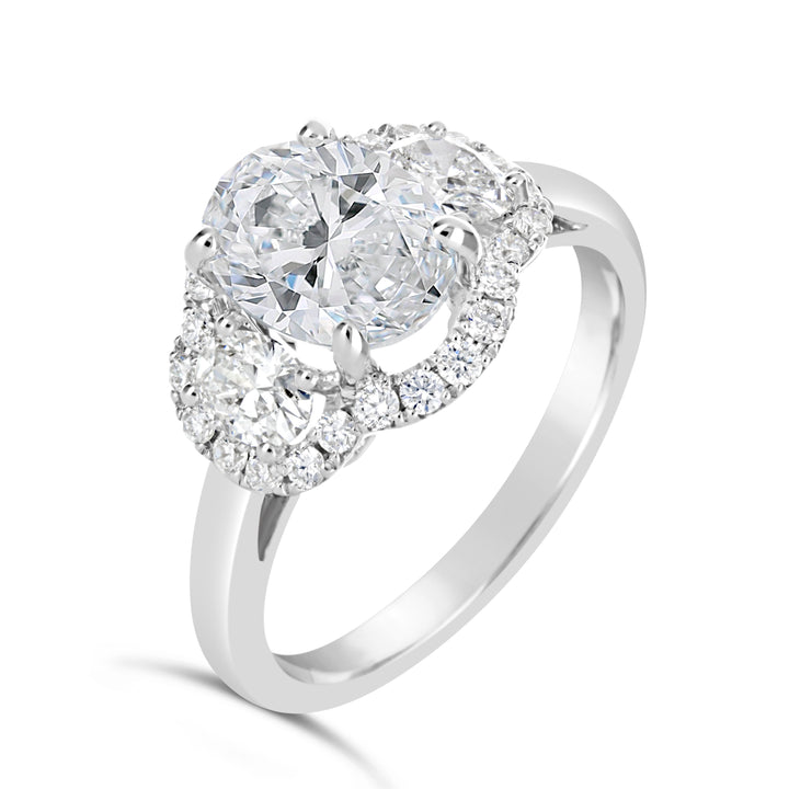 Modern Diamond Halo Engagement Ring - The Diamond Guys