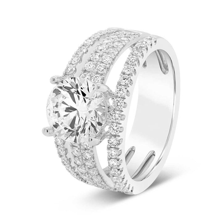 Wide Split  Band Diamond Engagement Ring - GR0411