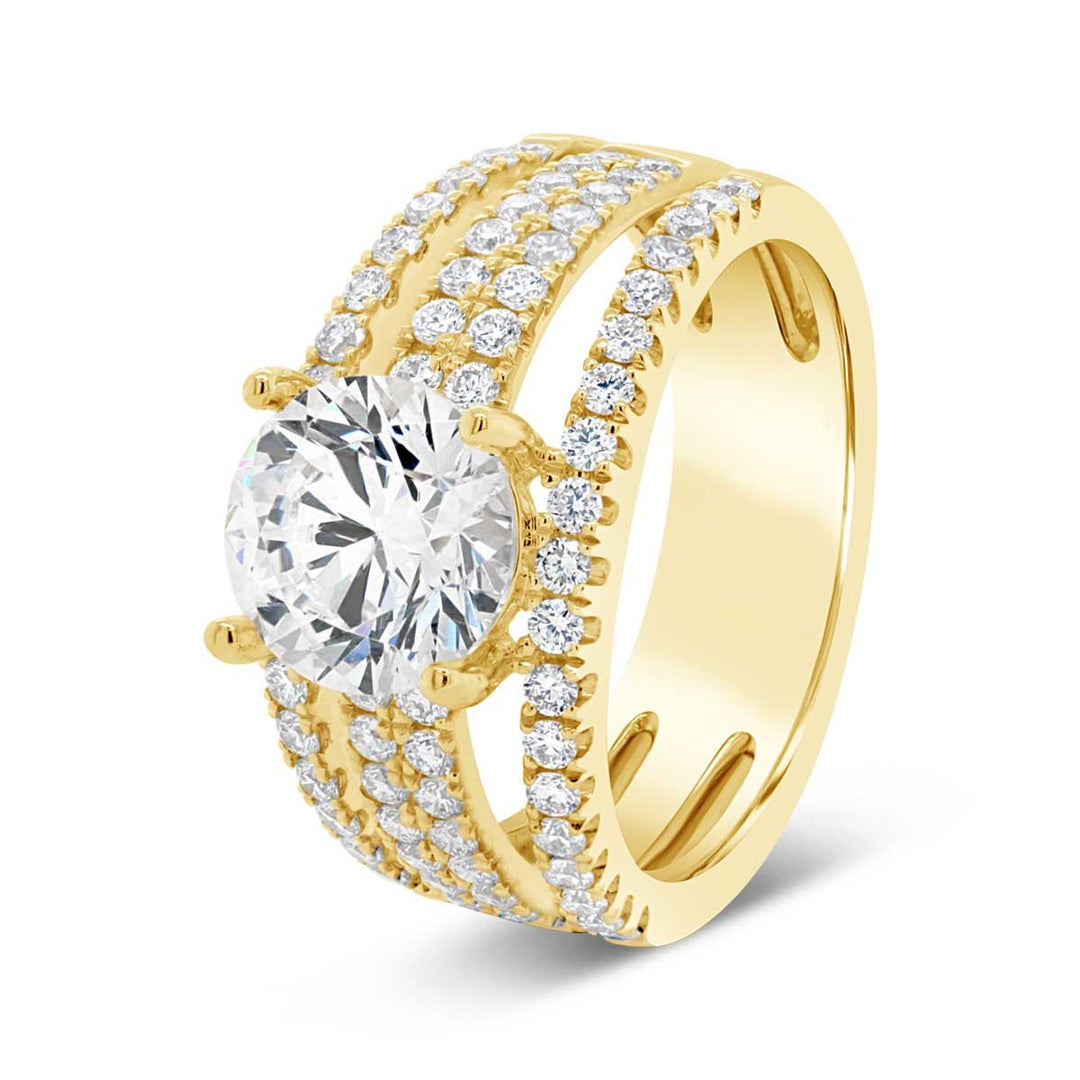 Wide Split  Band Diamond Engagement Ring - GR0411