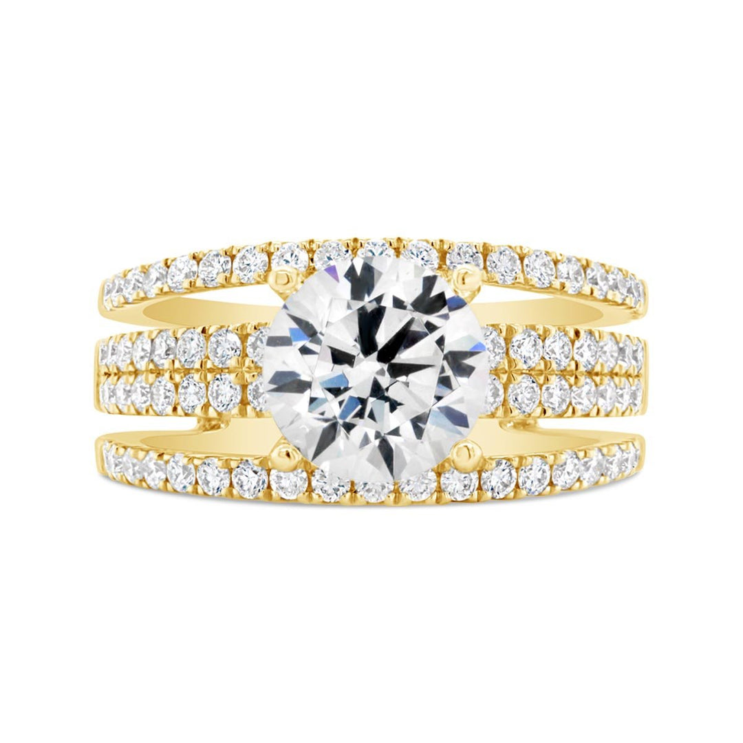 Wide Split  Band Diamond Engagement Ring - GR0411