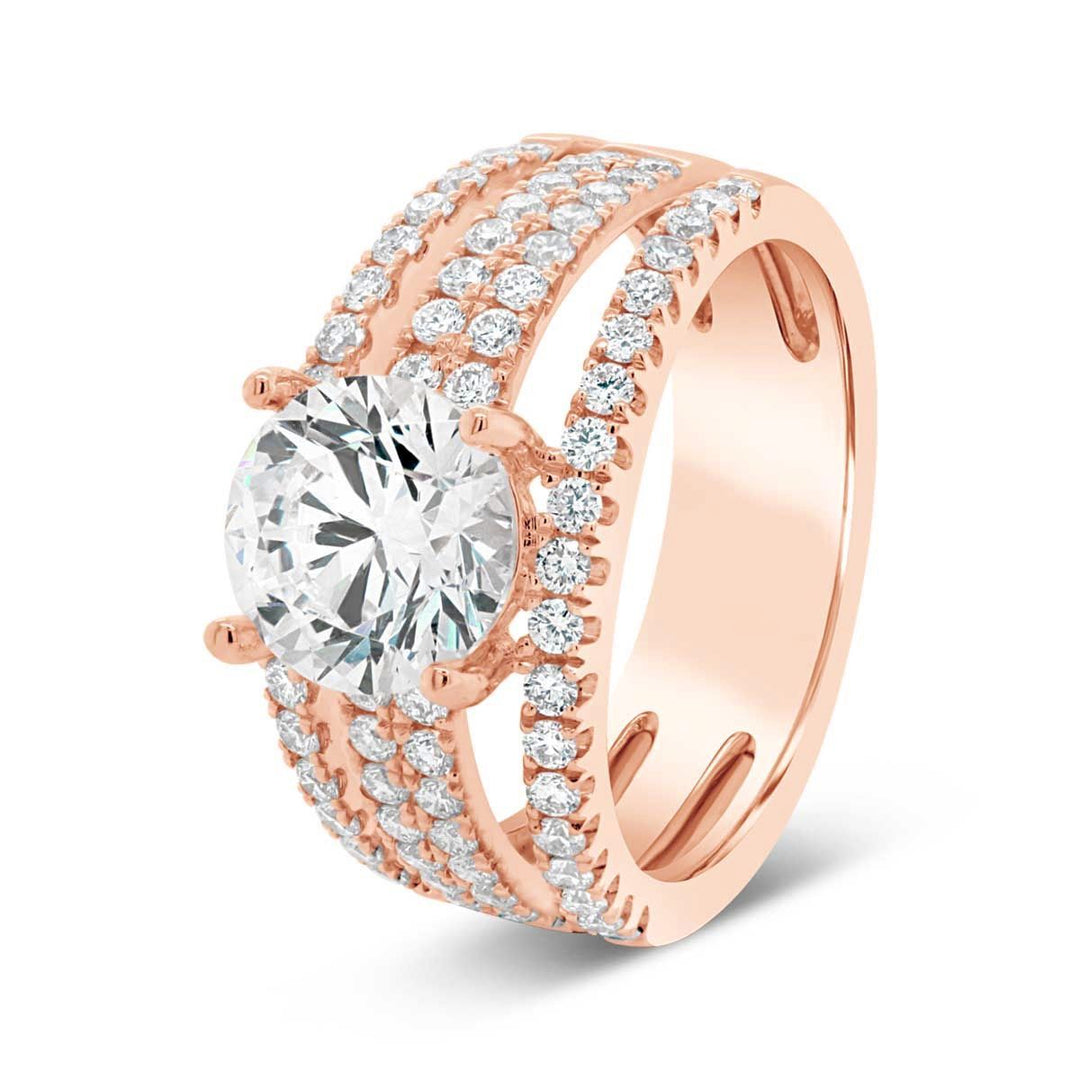 Wide Split  Band Diamond Engagement Ring - GR0411